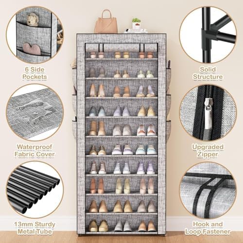Covered Shoe Rack Tall Metal Shoes Rack Organizer - Image 7