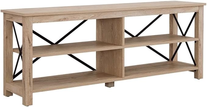 Henn&Hart Rectangular TV Stand for TV's up to 70" in White Oak, Electric by HennHart