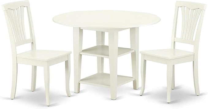 East West Furniture SUAV3-LWH-W 3 Piece Dining Room Table Set Contains a Round by EastWestFurniture