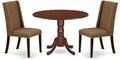 East West Furniture DLFL3-MAH-18 3 Piece Dining Set Contains a Round Dining by EastWestFurniture