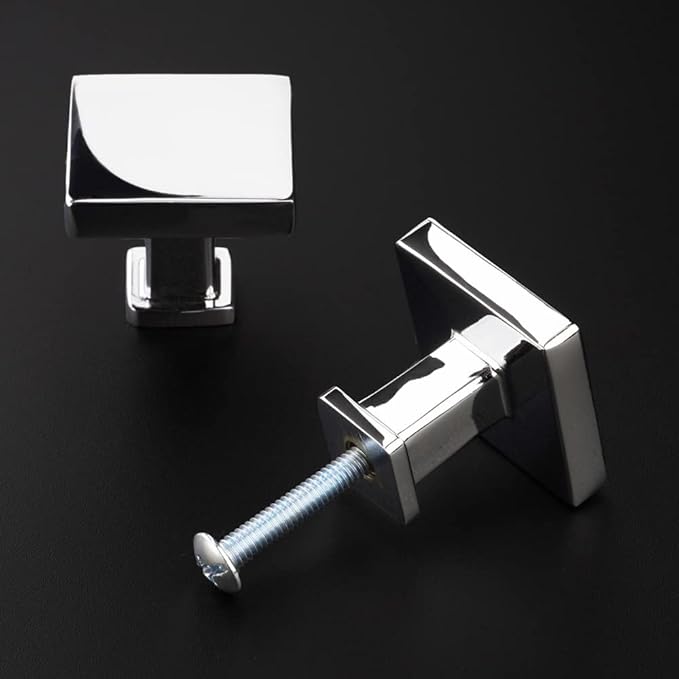 KOOFIZO 30 Pack Polished Chrome Cabinet Knobs Chrome Drawer Knobs K08 Square - Image 8
