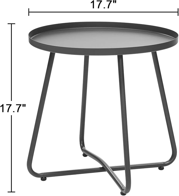 Dia.17.7ins Steel Round Coffee Table, Steel Tray Table, Side Table, Outdoor and - Image 3