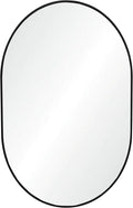 Oval Bathroom Mirror 24x36 Inch, Pill-Shaped Black Framed Wood Wall Mirrors by Tanmicoshomy