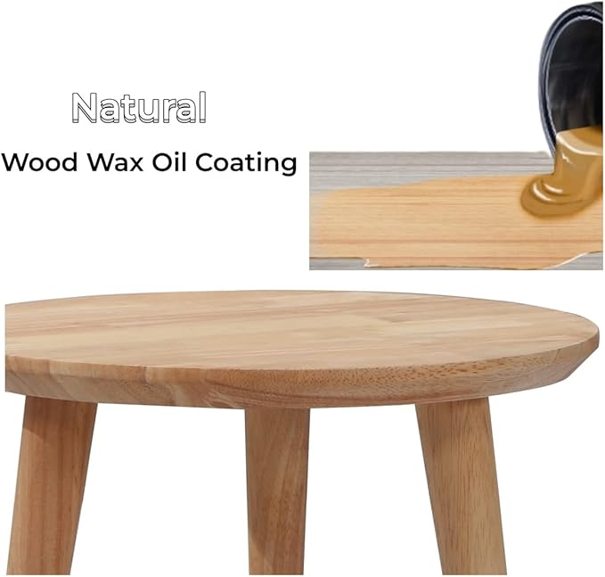 WoodShine Side Table Small Round Solid Wood Sofa End Tables Accent Nesting - Image 7