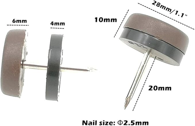 ALIMITOPIA 40pcs Furniture Glide Nail-in Thickened Nylon Chair Glide Slider - Image 2