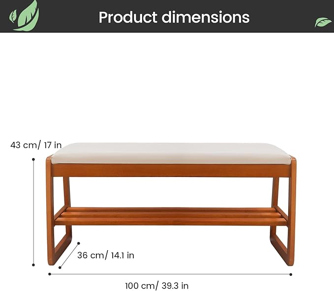 Solid Wood Shoe Rack, 2 Tier Shoe Storage Bench - Image 3