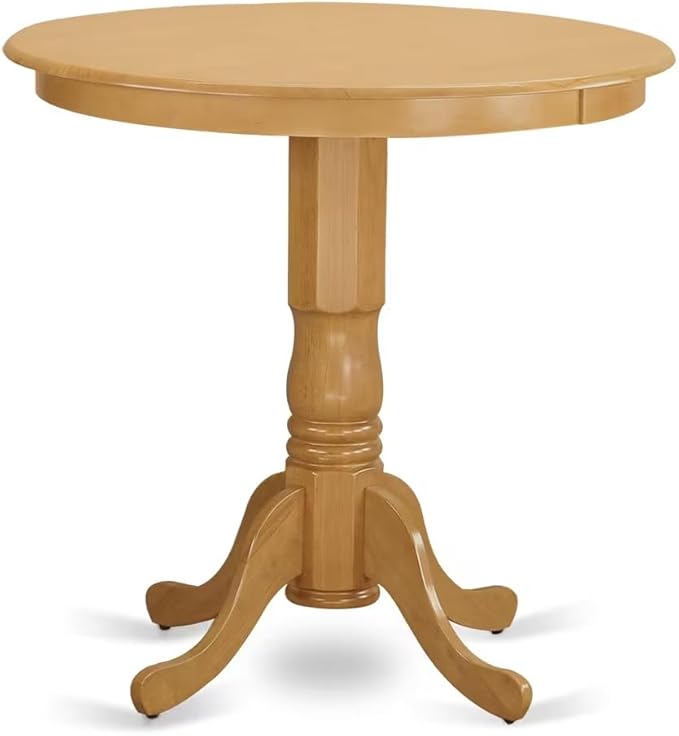 East West Furniture JACF5-OAK-C 5 Piece Counter Height Pub Set Includes a Round - Image 3