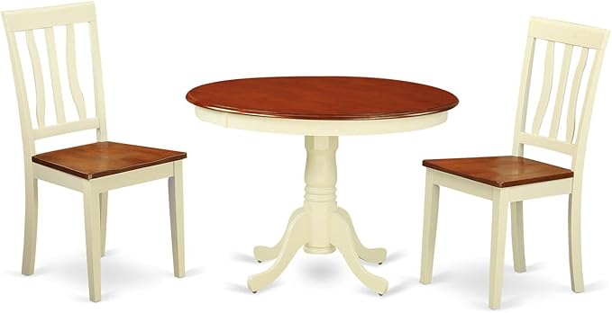 East West Furniture HLAN3-BMK-W 3 Piece Kitchen Table & Chairs Set Contains a by EastWestFurniture