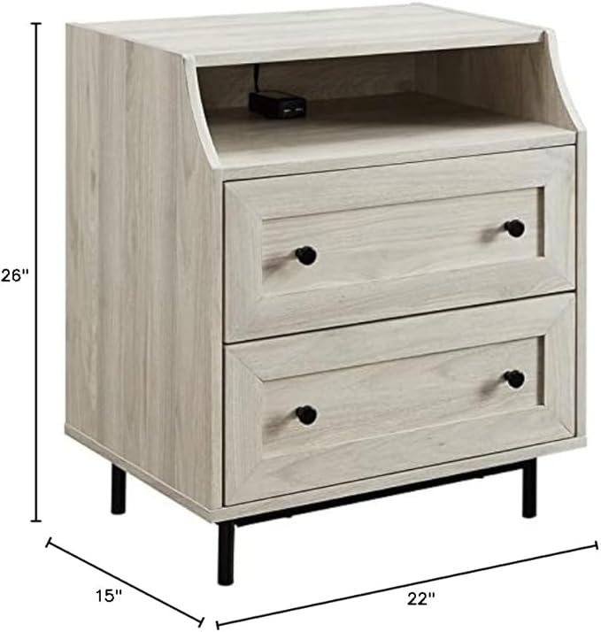 Walker Edison Florence 22 Inch 2 Drawer Open Top Side Table - Image 3