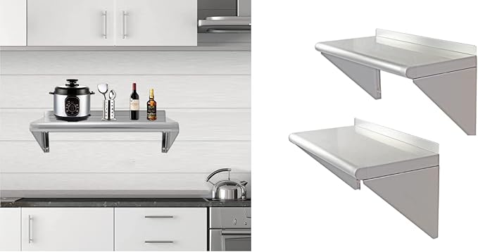 12''x24'' - 2PACKS Wall Mounted Stainless Steel Shelf NSF Commercial Metal Wall - Image 7