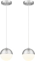 LMS Mid Century Pendant Lights, Brushed Nickel Kitchen Island Light Fixtures by LMS