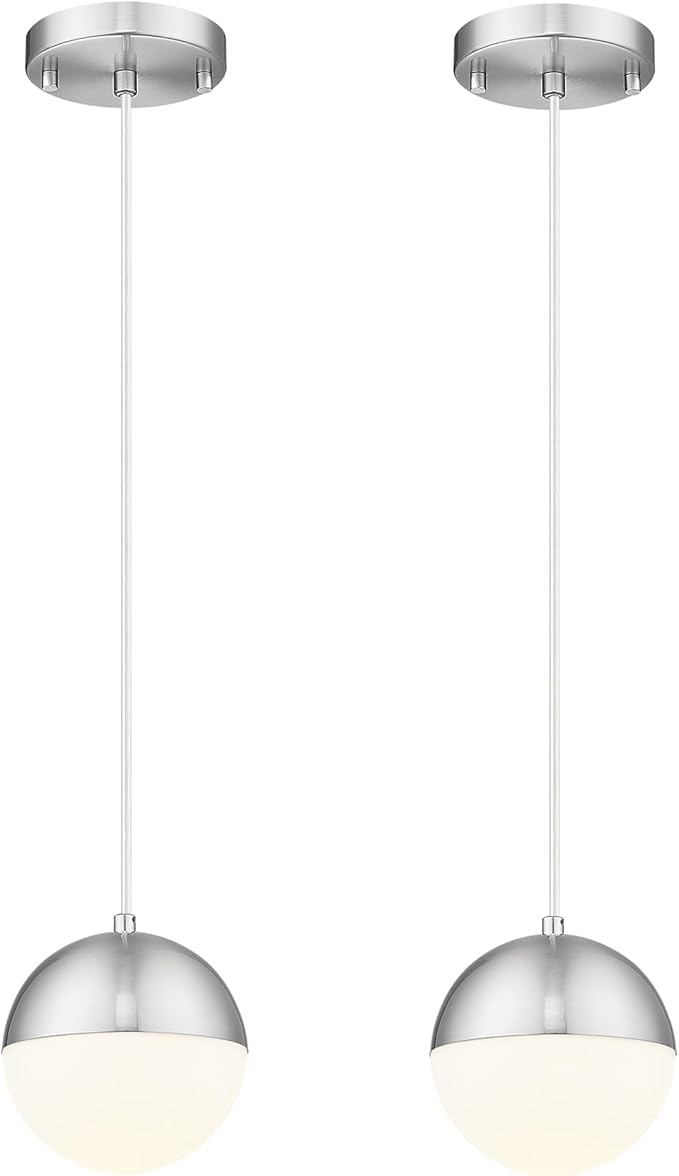 LMS Mid Century Pendant Lights, Brushed Nickel Kitchen Island Light Fixtures by LMS