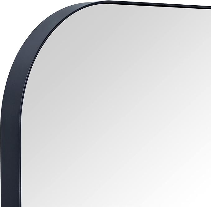 34x40'' Large Matte Black Arched Mantel Mirror Rounded Corner Wall Mirror - Image 4
