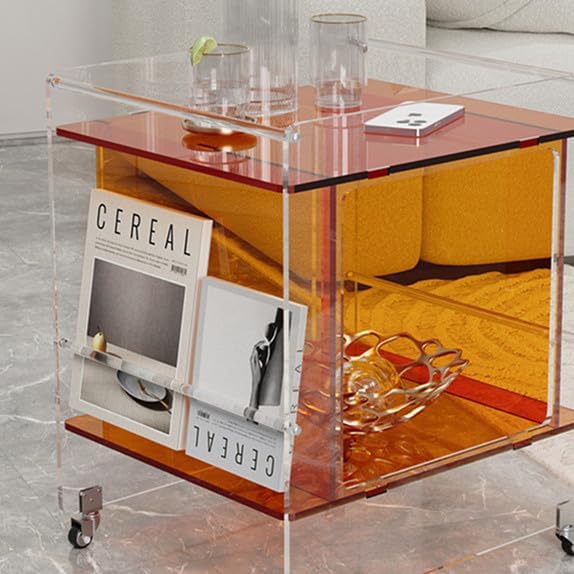 Transparent Acrylic Mobile Side Table - Image 4