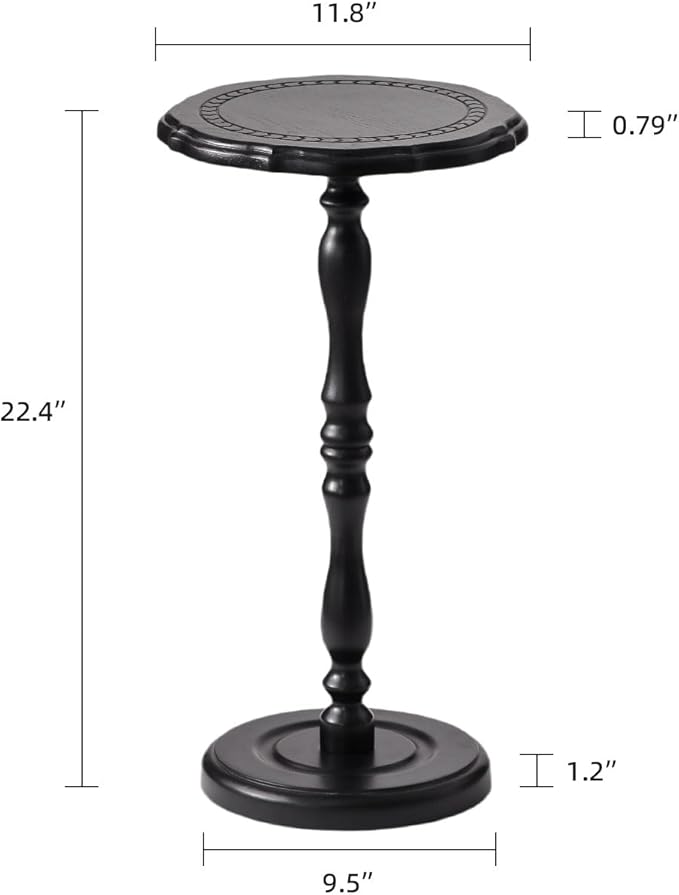 Drink Table, Small Side Table for Small Spaces, Round Solid Wood Modern Accent - Image 3