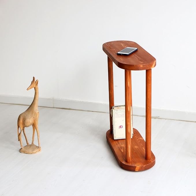 Oval Solid Wood Narrow Side Table, Slim End Table, Small Coffee Table - Image 5