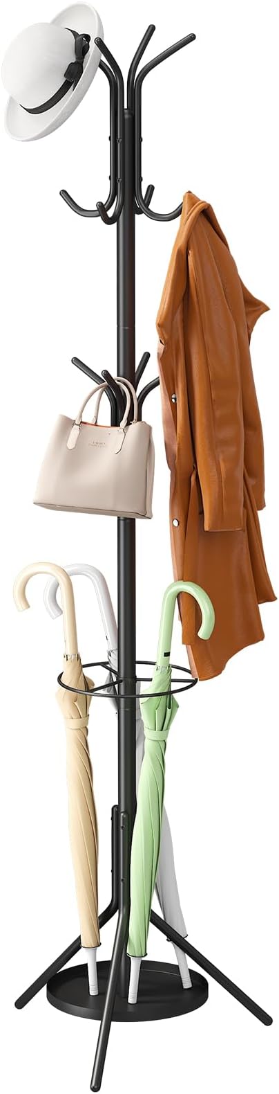 Coat Rack Freestanding, Entryway Hanger Stand, Umbrella Holder, Hall Tree by Unknown