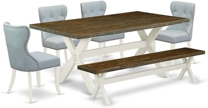 East West Furniture X077SI215-6 6 Piece Dining Table Set Contains a Rectangle by EastWestFurniture