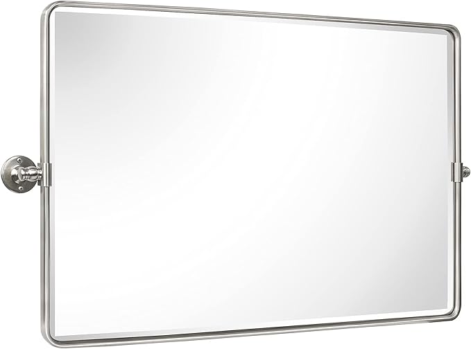 TEHOME 24 x 38'' Horizontal Farmhouse Brush Nickel Metal Framed Pivot Rectangle - Image 2