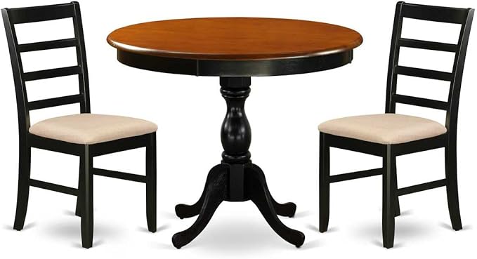 East West Furniture AMPF3-BCH-C 3 Piece Dining Table Set - Image 6