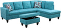 Light Blue L-Shaped 3-Piece Linen Sofa by Unknown