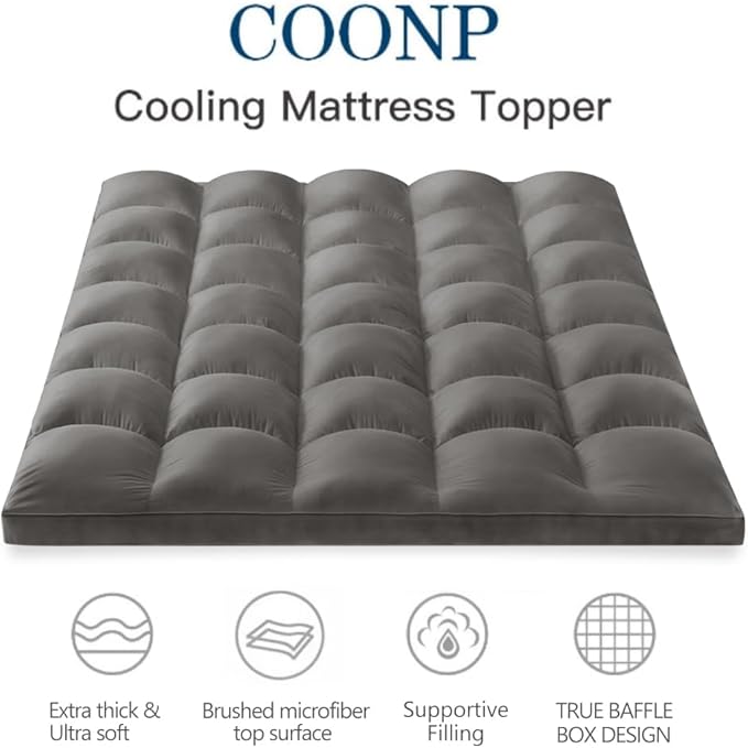 COONP California King Mattress Topper, Extra Thick Pillowtop, Cooling Plush - Image 2