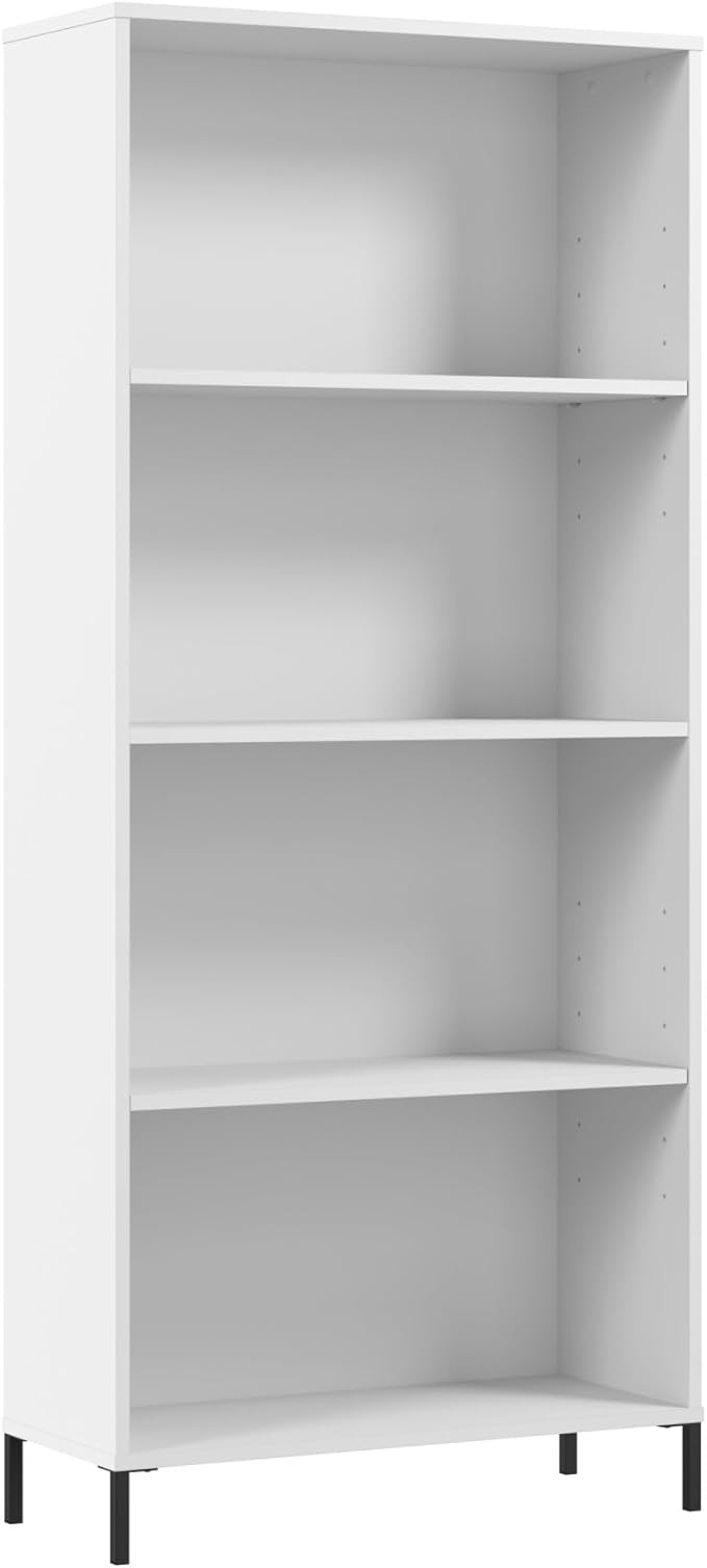 Bush Furniture Essence 4 Shelf Bookcase in White | Organizers and Shelves by BushHome