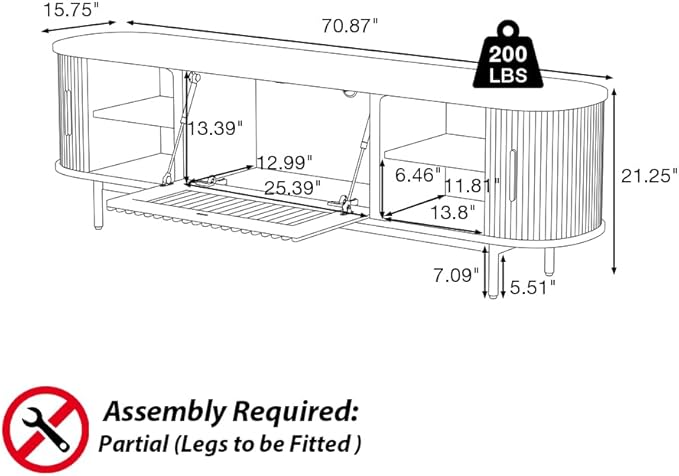 POVISON Fully-Assembled Mid Century Modern TV Stand - Image 7