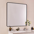 ANDY STAR 40X36 Inch Black Bathroom Mirror, Rounded Rectangle Mirror by ANDYSTAR