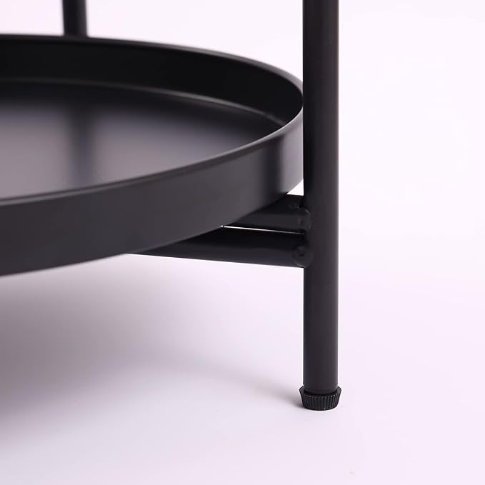 Tiita Round End Table Mental 2-Tier Side Table Nightstand/Small Iron Tables - Image 8