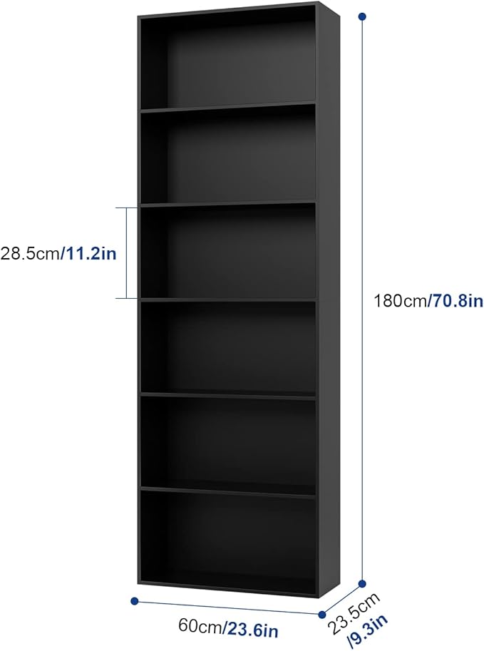 FOTOSOK 6-Tier Open Bookcase and Bookshelf, Freestanding Display Storage - Image 3