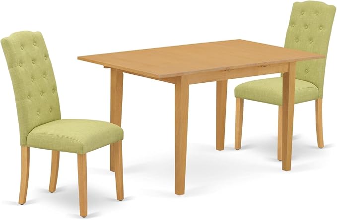 East West Furniture NOCE3-OAK-07 3 Piece Dining Set Contains a Rectangle Dining by EastWestFurniture