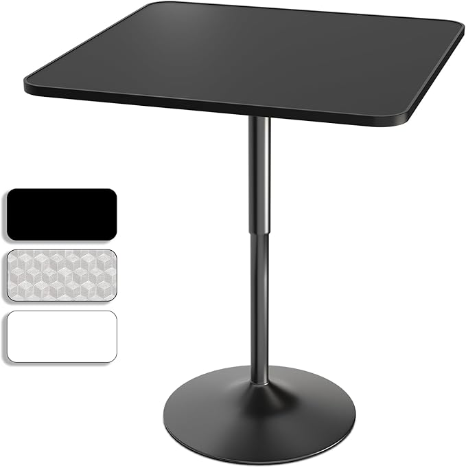Athena Collection Modern Bar Table Square Top Height Adjustable, Tall Bistro by AthenaCollectionFurniture