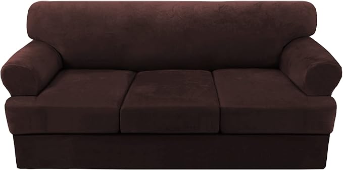 H.VERSAILTEX Sofa Cover 4 Piece T Cushion Sofa Slipcovers Thick Velvet Couch by HVERSAILTEX