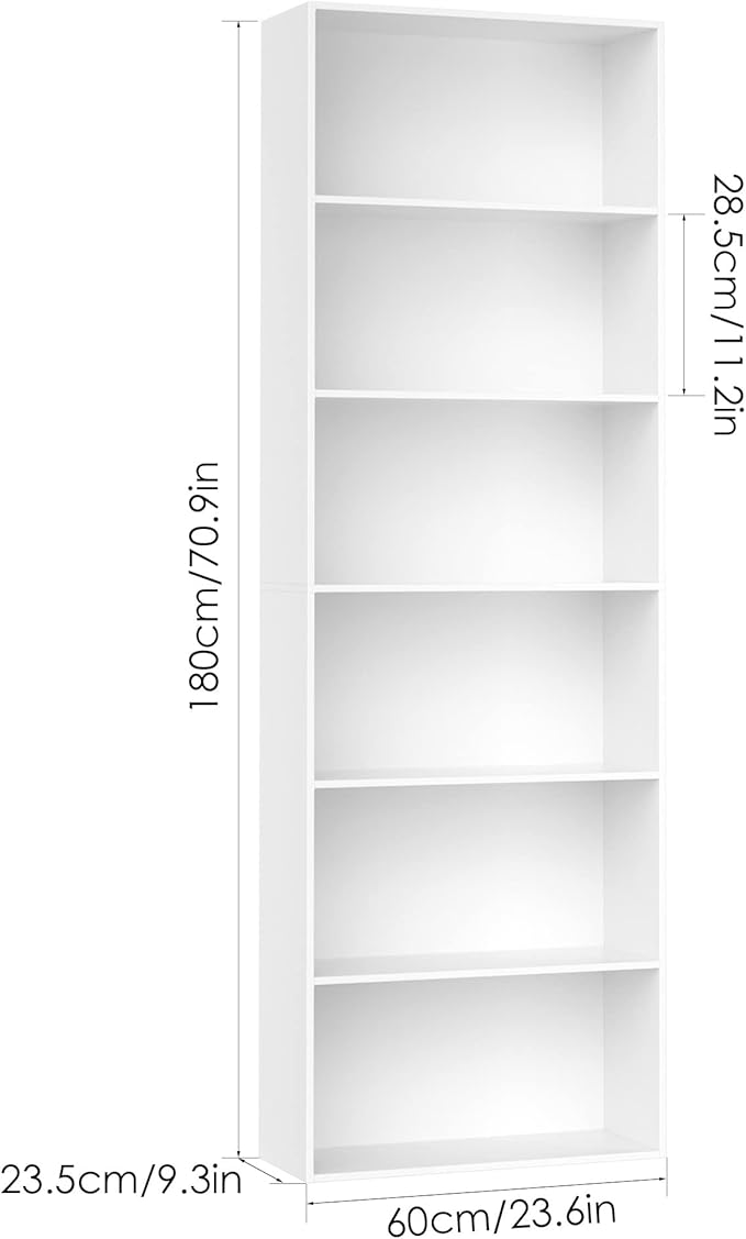 FOTOSOK 6-Tier Open Bookcase and Bookshelf, Freestanding Display Storage - Image 3