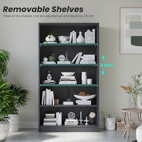 Bookshelf, 5 Wooden Book Shelf Bookcase - Image 3