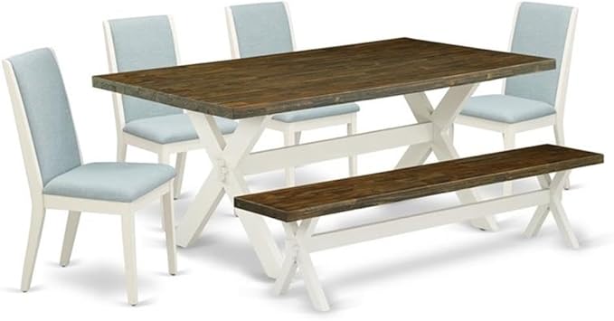 East West Furniture X077LA015-6 6 Piece Dining Set Contains a Rectangle Dining by EastWestFurniture