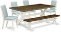 East West Furniture X077LA015-6 6 Piece Dining Set Contains a Rectangle Dining by EastWestFurniture