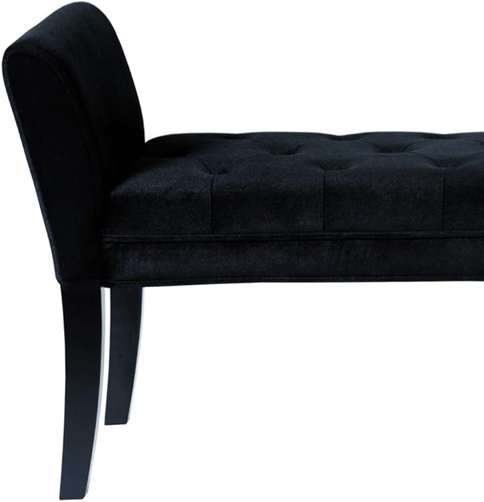 Armen Living Chatham Bench in Black Velvet and Black Wood Finish - Image 6
