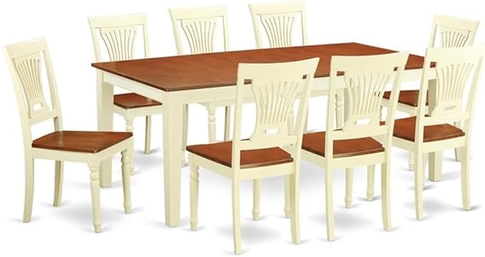 East West Furniture QUPL9-WHI-W 9 Piece Modern Dining Table Set Includes a by EastWestFurniture