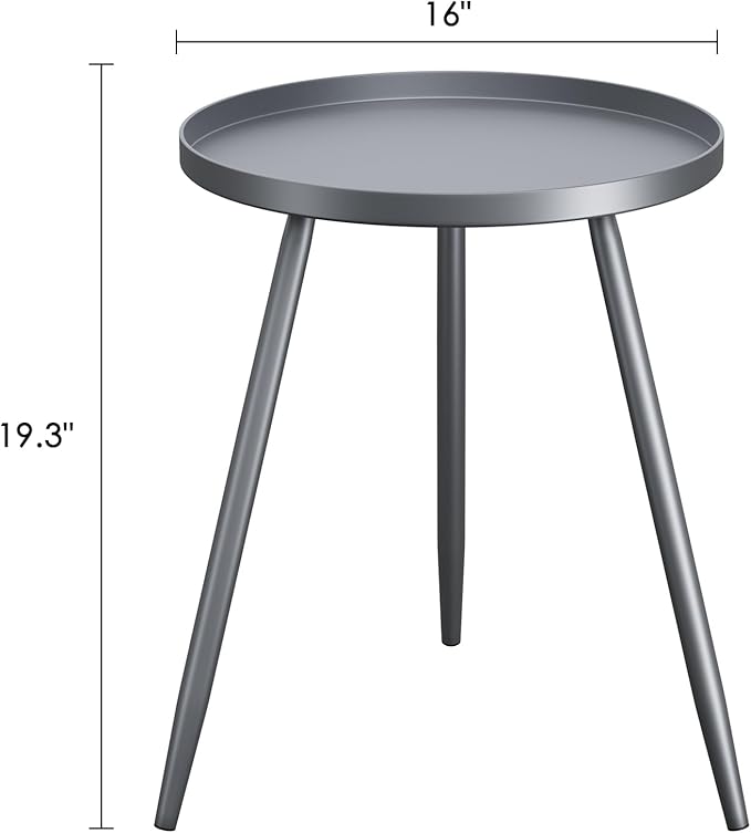 Apicizon 16" Round Side Table, Mid Century Modern Coffee or Circle Accent Table - Image 3