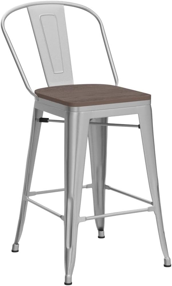 Yongqiang 24 inch Bar Stools Set of 4 High Back Kitchen Counter Height Bar - Image 4