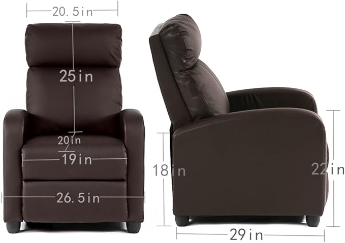 BestMassage | Recliner Chair | No Massage Function | Pu Brown | - Image 3