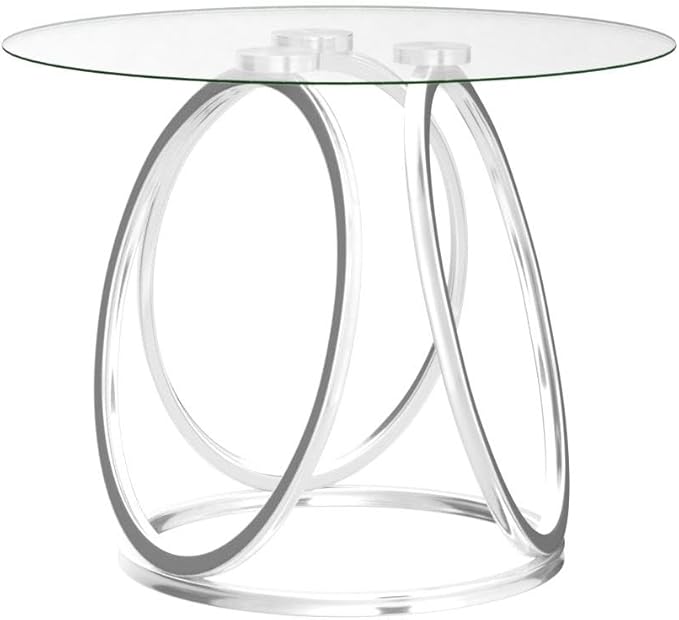 O&K FURNITURE Silver End Table for Living Room, Glass Side Table for Bedroom - Image 5