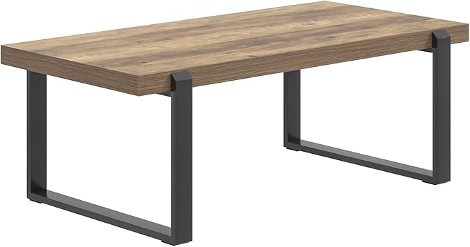 FOLUBAN Rustic Coffee Table, Modern Wood and Metal Industrial Center Table - Image 9