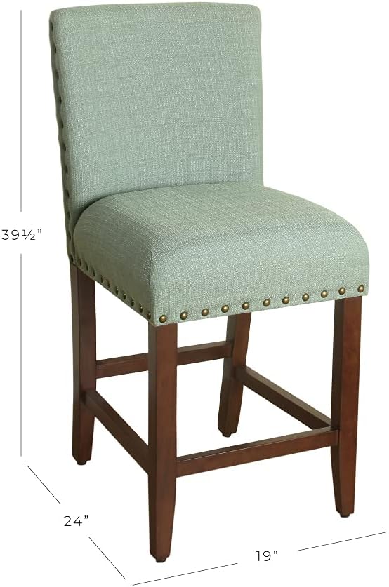 Homepop Home Decor | Backless Nailhead Trim Counter Height Bar Stools | 24 Inch - Image 3