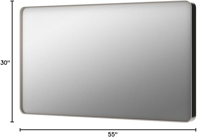 55x30 Silver Bathroom Mirror for Wall, Brushed Metal Silver Framed Bathroom - Image 8