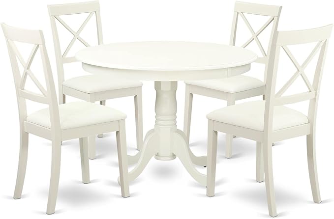 East West Furniture HLBO5-LWH-LC 5 Piece Dining Set Includes a Round Dining by EastWestFurniture