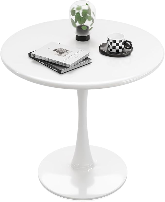 White Round Dining Table for 2 Person, 24 Inch Small Tulip Table by Unknown