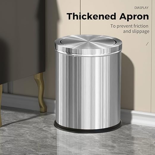 15L/4GAL Silver Stainless Steel Bathroom Garbage can, Bathroom Trash Can - Image 2